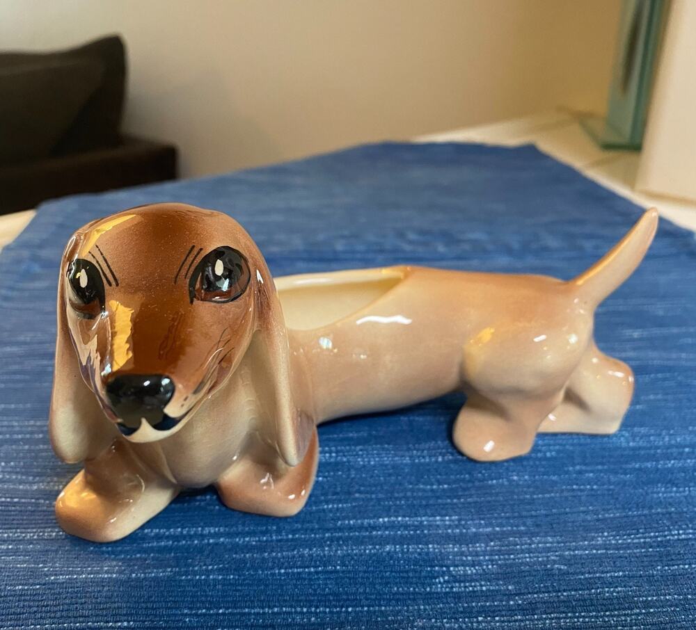 Vintage MCM Dachshund Ceramic Pottery Planter Dog 85B